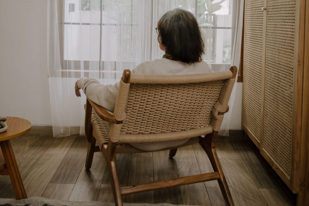 older woman in a nursing home.