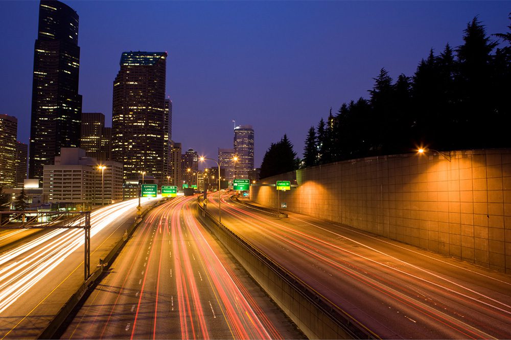 highway at night.