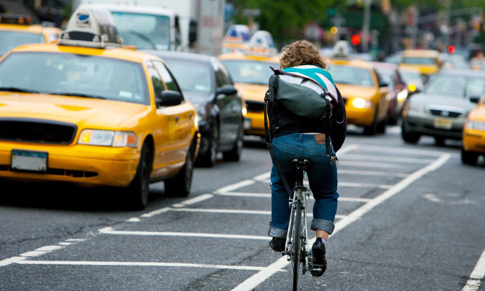 bike rider in the city.